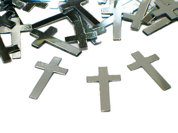 Cross Confetti, Silver, Metallic